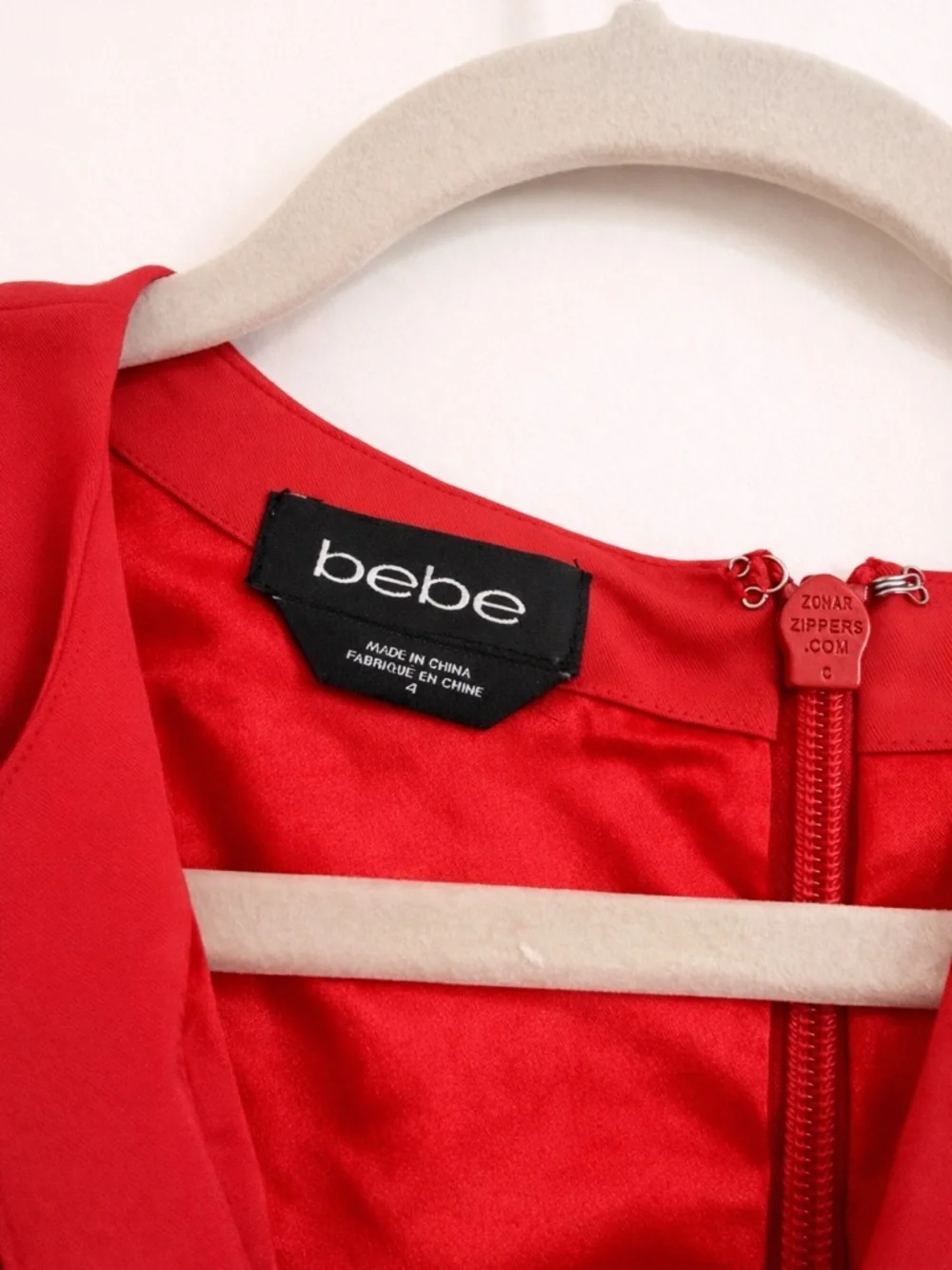 Bebe Red Fitted V-neck Sheath Dress – Size 4